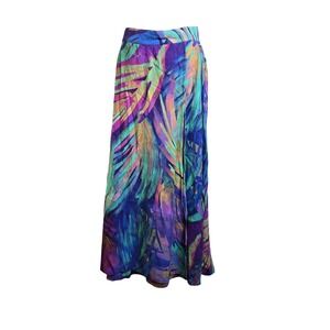 Soft Surroundings Maxi Skirt PS Petite Small Blue‎ Purple Tropical Print